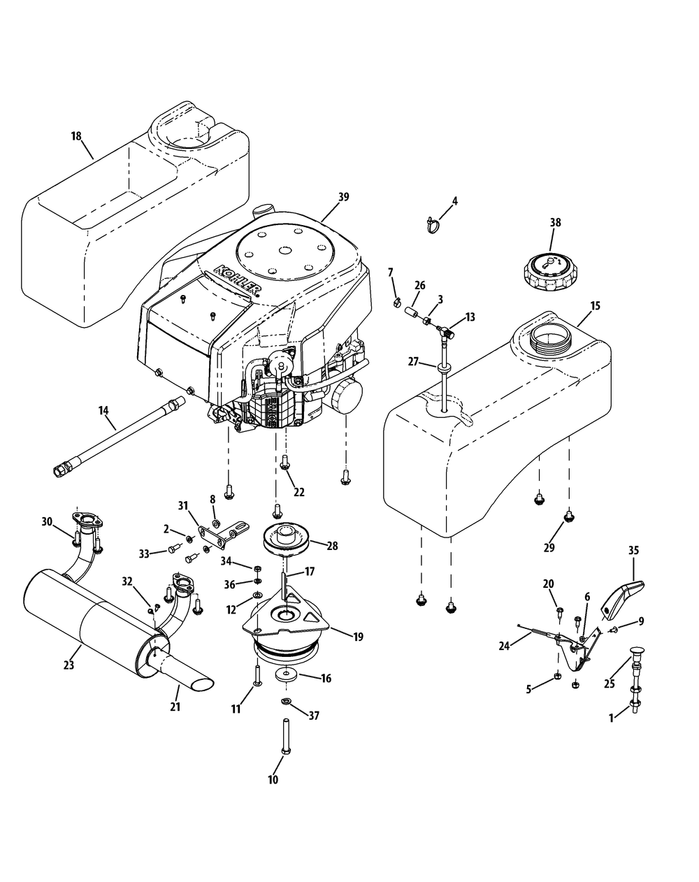 Engine Accessories Diagram and Parts List for Z-FORCE44 17AE3AGF-17AE3AGF010 Cub Cadet Lawn Tractor